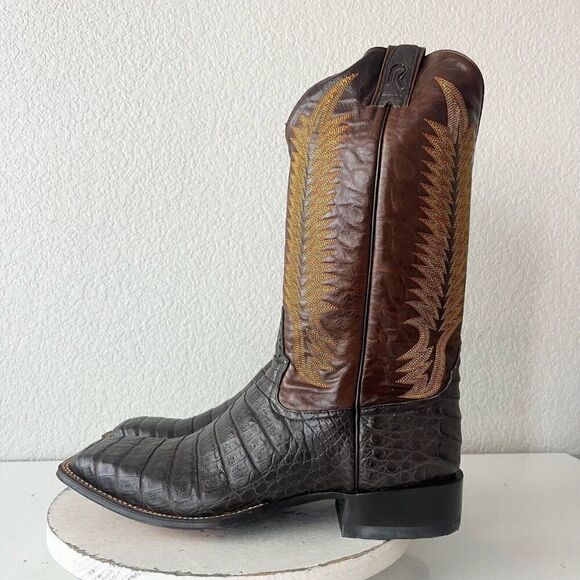 NEW Rod Patrick Mens Cowboy Boots Sz 13.5A Brown Caiman Belly Square Toe RPM101 - Picture 4 of 12